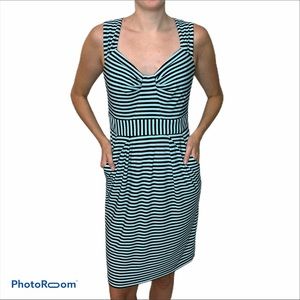 Roz & Ali Women’s Blue Striped Sleeveless Dress With Pockets